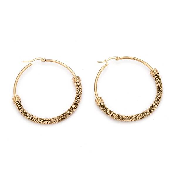 304 Stainless Steel Mesh Hoop Earrings