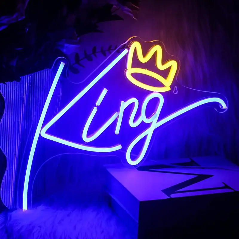 Room Decor King Letter Design Neon Light with Chain Hook & Switch for Room Decor, Sweet Furniture Adornment, Modern USB Power...