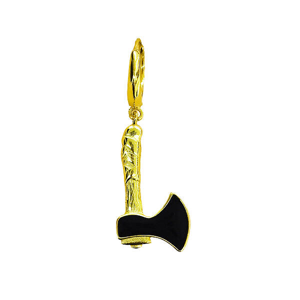 Vintage S925 Sterling Silver Axe Hoop Earrings