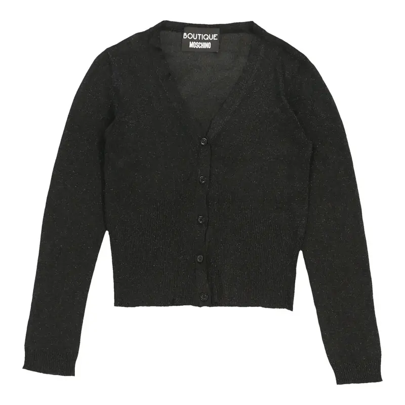 Boutique Moschino V-neck Long Sleeve Polo Shirt - Medium Black Acetate | Size: medium