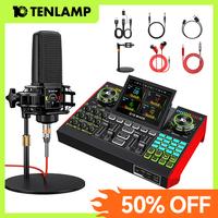 Tenlamp G10-PK PRO Podcast Equipment Kit with Voice Converter Studio Set, Live Sound Card - Plug-and-Play Laptop Vlog Streami...