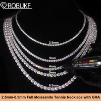 2.5-6.5mm Real Moissanite Tennis Necklace For Women Men D Color Lab Diamond S925 Silver Neck Chain Jewelry With GRA Certifica...