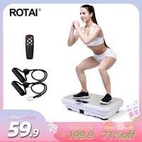 ROTAI Vibration Plate 300 lbs Exercise Machine for Full Body Lymphatic Drainage with Fitness Resistance Bands for Home Fitnes...