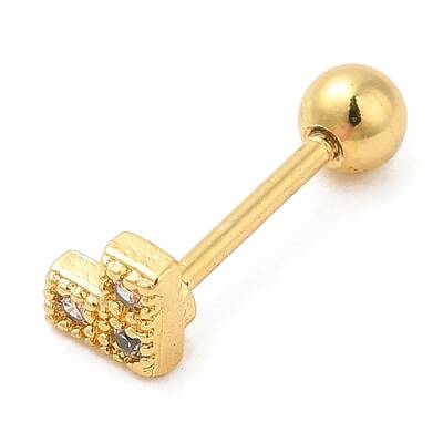 Brass Micro Pave Clear Cubic Zirconia Stud Earrings