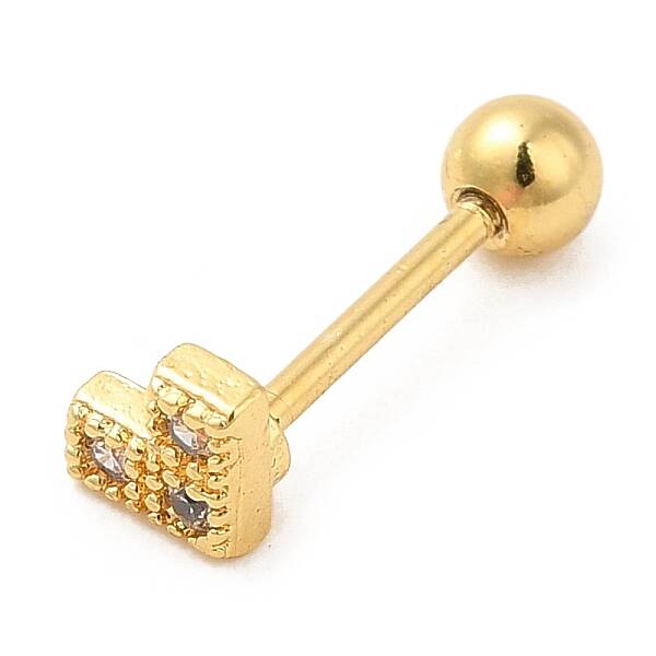 Brass Micro Pave Clear Cubic Zirconia Stud Earrings