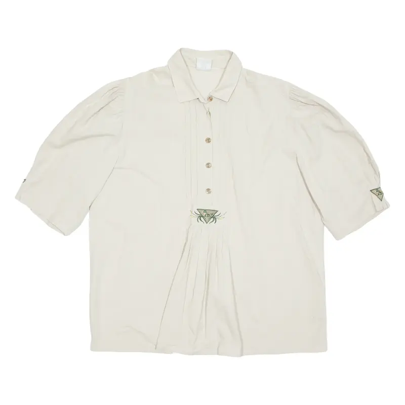Womens Blouse Beige Collared M