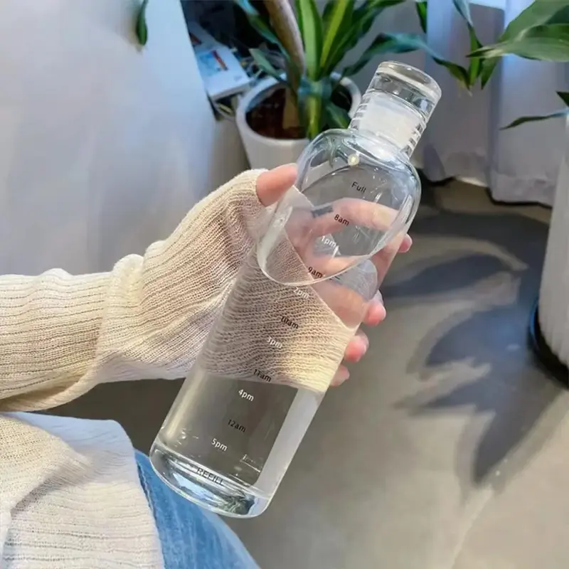 Transparent Large Capacity Water Bottle, 1/2 Counts Clear Plastic Reusable Time Scale Water Bottle for Office, Music Festival...