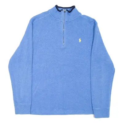 POLO RALPH LAUREN Boys Jumper Blue 1/4 Zip Tight Knit 14-15Y
