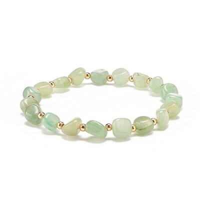 Natural Green Aventurine Round Beaded Stretch Bracelet