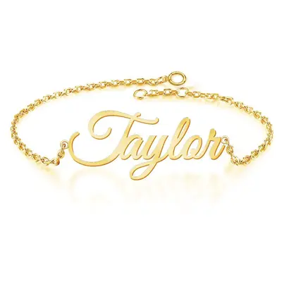 14K Gold Personalized Classic Name Charm Bracelet