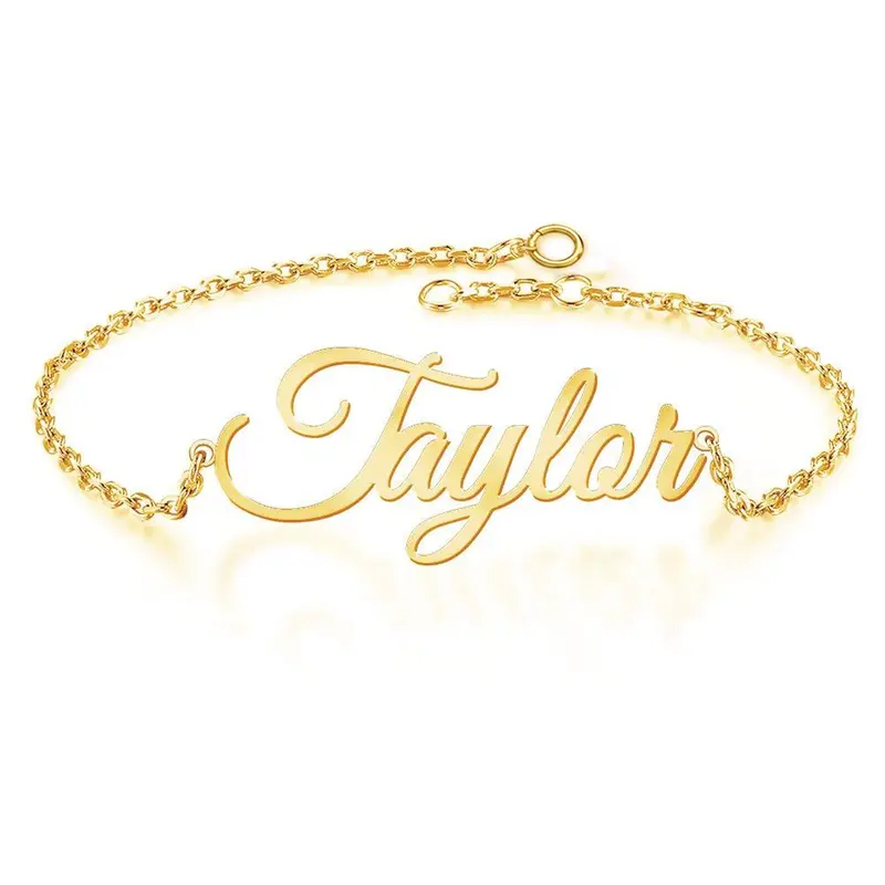 14K Gold Personalized Classic Name Charm Bracelet
