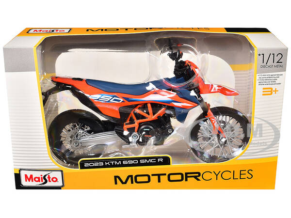 2023 KTM 690 SMC R Orange and Blue 1/12 Diecast Motorcycle Model by Maisto