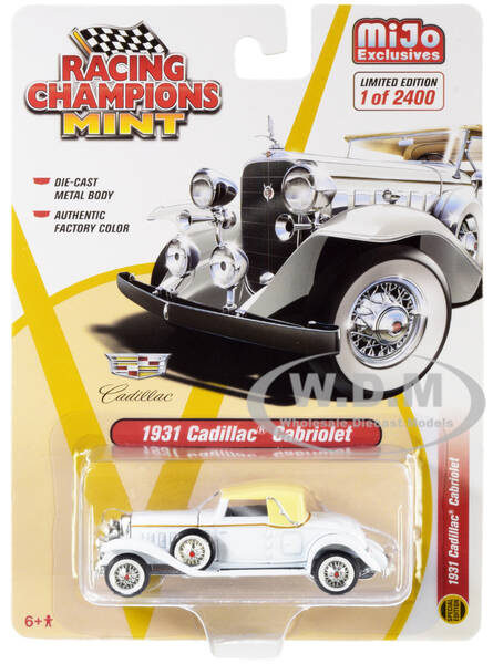 1931 Cadillac Cabriolet White with Cream Top Limited Edition to 2400 pieces Worldwide 1/64 Diecast Model Car by Racing Champi...