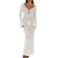 ANRABESS Womens Swimsuit Swim Crochet Cover Up 2025 Summer Knit Bathing Suit Sexy Swimwears Vacation Bodycon Beach Dress