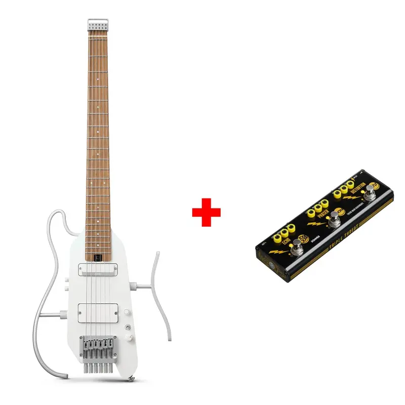 Donner HUSH™ X PRO Electric Guitar - White / Guitar+Pedal