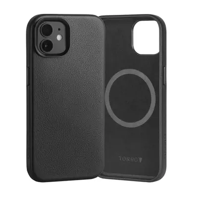 Apple iPhone 12 & iPhone 12 Pro Slimline Leather Bumper Case (MagSafe Compatible) - Black