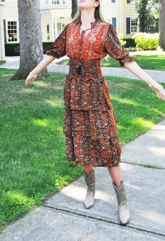 Serendipity Smocked Corset Dress - Upcycled | Size: M/L | Color: Earth Tones