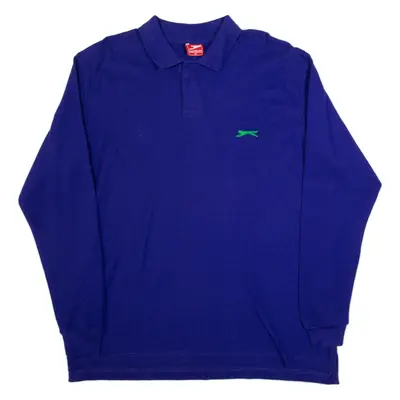 SLAZENGER Mens Polo Shirt Blue Long Sleeve XL
