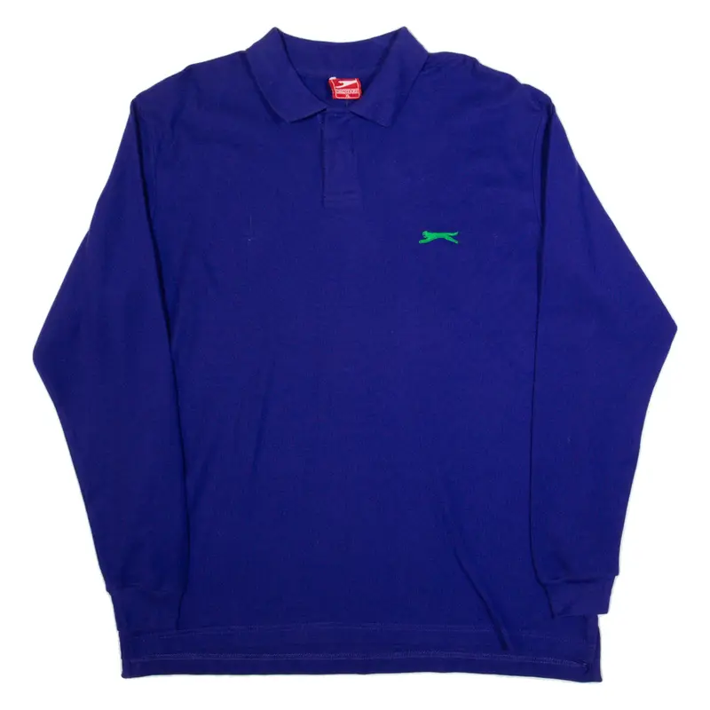 SLAZENGER Mens Polo Shirt Blue Long Sleeve XL