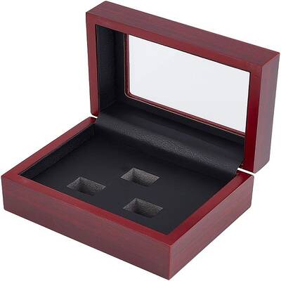 3-Slot Wood Championship Rings Display Case