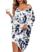 KFUBUO Plus Size Nightgowns for Women V-Neck Sleep  Dress Pjs Lounge Short Sleeves Sleepwear With Pocket Fit S-5XL Loungewear...