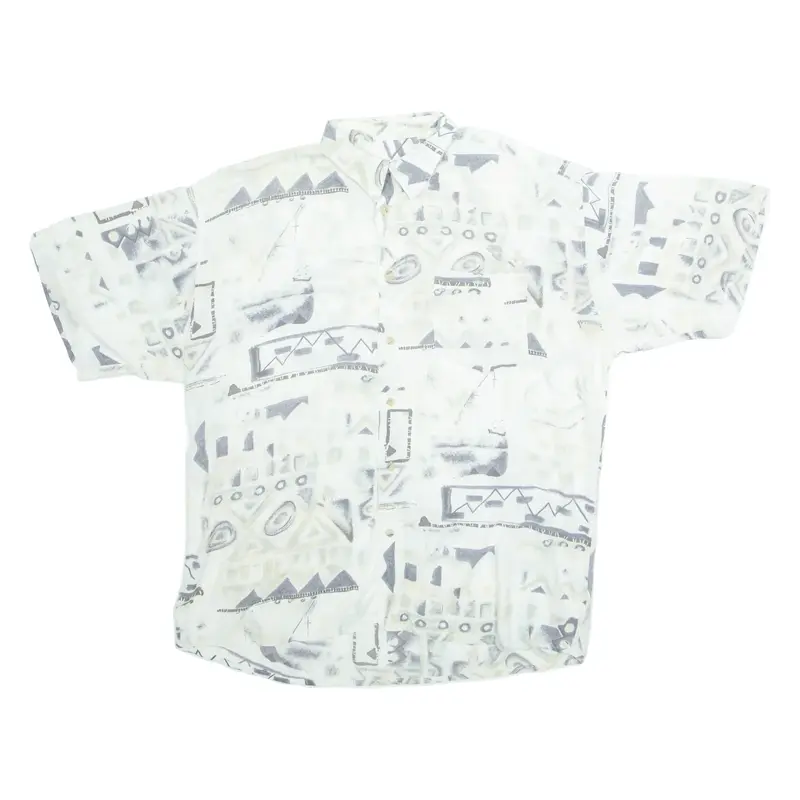 MANTONI Mens Shirt White Crazy Pattern XL