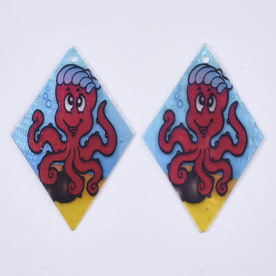 Printed Capiz Shell Pendants