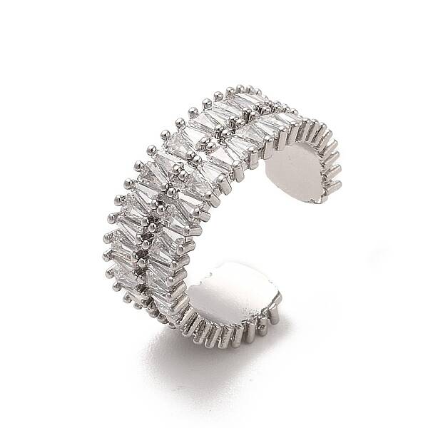 Brass Micro Pave Cubic Zirconia Open Cuff Rings