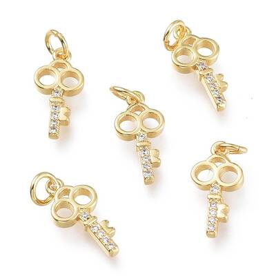 Brass Micro Pave Clear Cubic Zirconia Charms