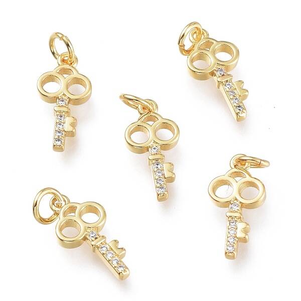 Brass Micro Pave Clear Cubic Zirconia Charms