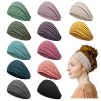 Pack of 12 Wide 5.5 Inch Wicking Stretchy Athletic Bandana Headbands/Head wrap/Yoga Headband/Head Scarf/Best Looking Hairband...