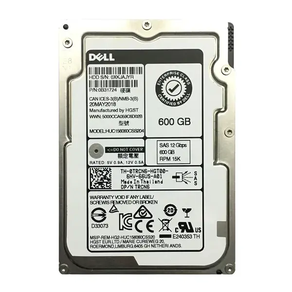 TRCN6 Dell 600GB 6Gb/s SAS 15000 2.5-inch 64MB Hard Drive