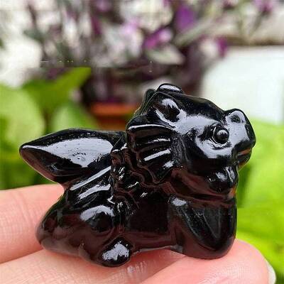 Natural Obsidian Carved Figurines Statues for Home Desktop Decoration