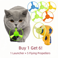 6 Pcs Cat Fetch Toy Set Launcher Gun, Flying Disc Toy, Cat Track Toy for Cat Training Hunting Chasing Interactive Cat Toys fo...