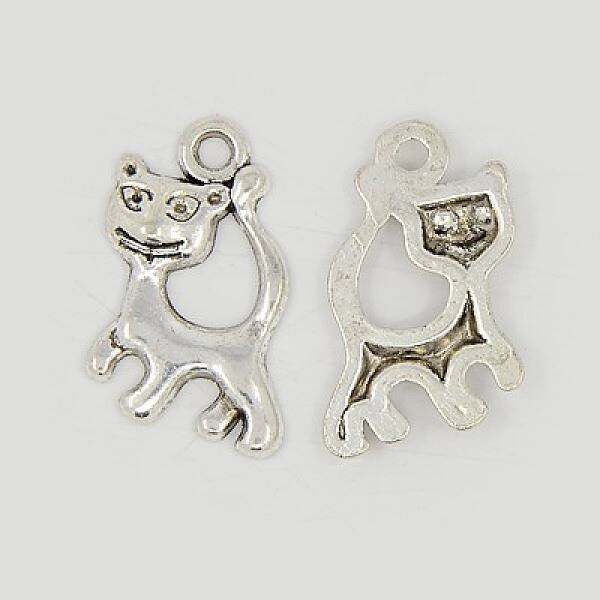 Tibetan Style Alloy Kitten Pendants