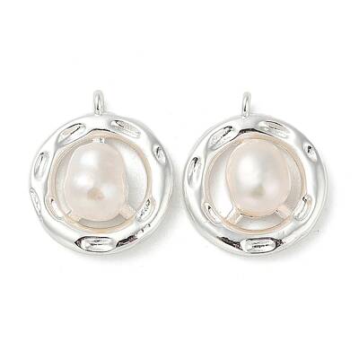 Brass Pave Natural Freshwater Pearl Pendants