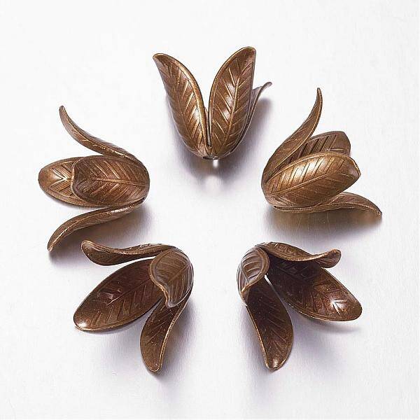 4-Petal Brass Flower Bead Caps
