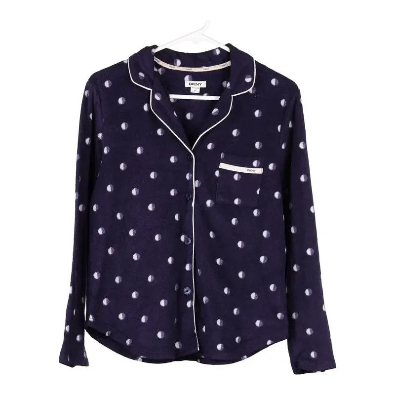 Dkny Polka Dot Long Sleeve Top - Medium Purple Polyester