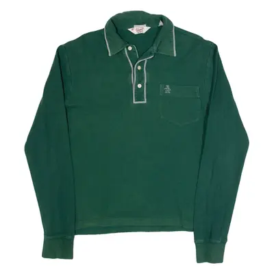 ORIGINAL PENGUIN Mens Polo Shirt Green Long Sleeve S