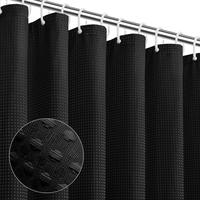 Waffle Weave Textured Home Decor Shower Curtain, 1 Count Waterproof Shower Curtain with 12 Hooks, Bathroom Decor Supplies for...