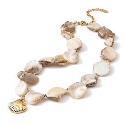 304 Stainless Steel Shell Shape Pendant Necklaces