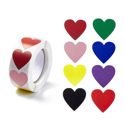 8 Colors Paper Heart Sticker Rolls