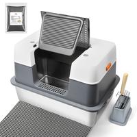 [Live Fam Exclusive]Scirove Indoor Apt. Odor-free, Non-Leaking, Stainless Steel Cat Litter Box With Lid, Extra Large For Big ...