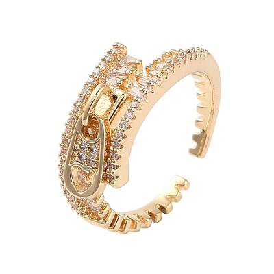 Brass Micro Pave Cubic Zirconia Open Cuff Rings