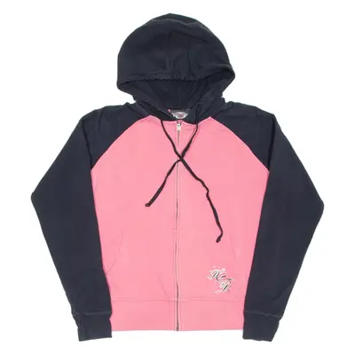 HARLEY DAVIDSON Womens Pink Hoodie Full Zip L