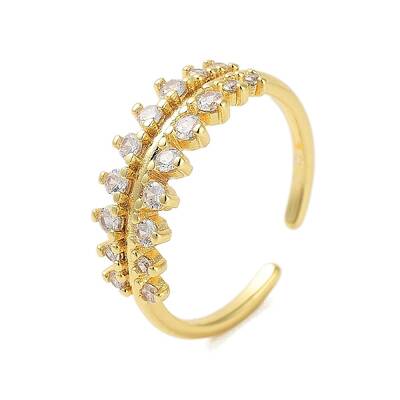 Brass Pave Cubic Zirconia Cuff Rings