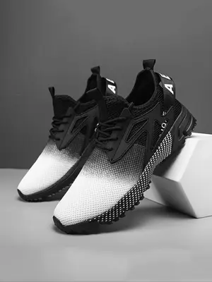 Men's Colorblock Letter & Polka Dot Print Mesh Sneakers, Comfortable Lightweight Running Walking Shoes, 2024 Round Toe Sports...