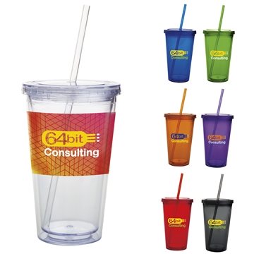 48 Promotional Double Wall Acrylic Tumbler - 18 oz - Sweatproof & ...