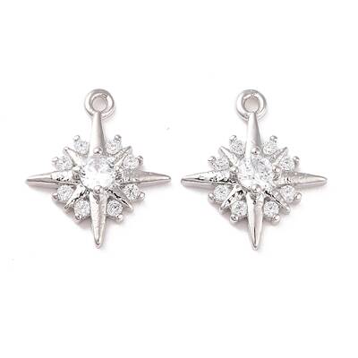 Brass Micro Pave Clear Cubic Zirconia Charms