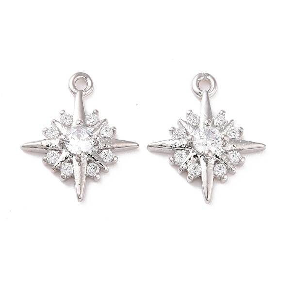 Brass Micro Pave Clear Cubic Zirconia Charms